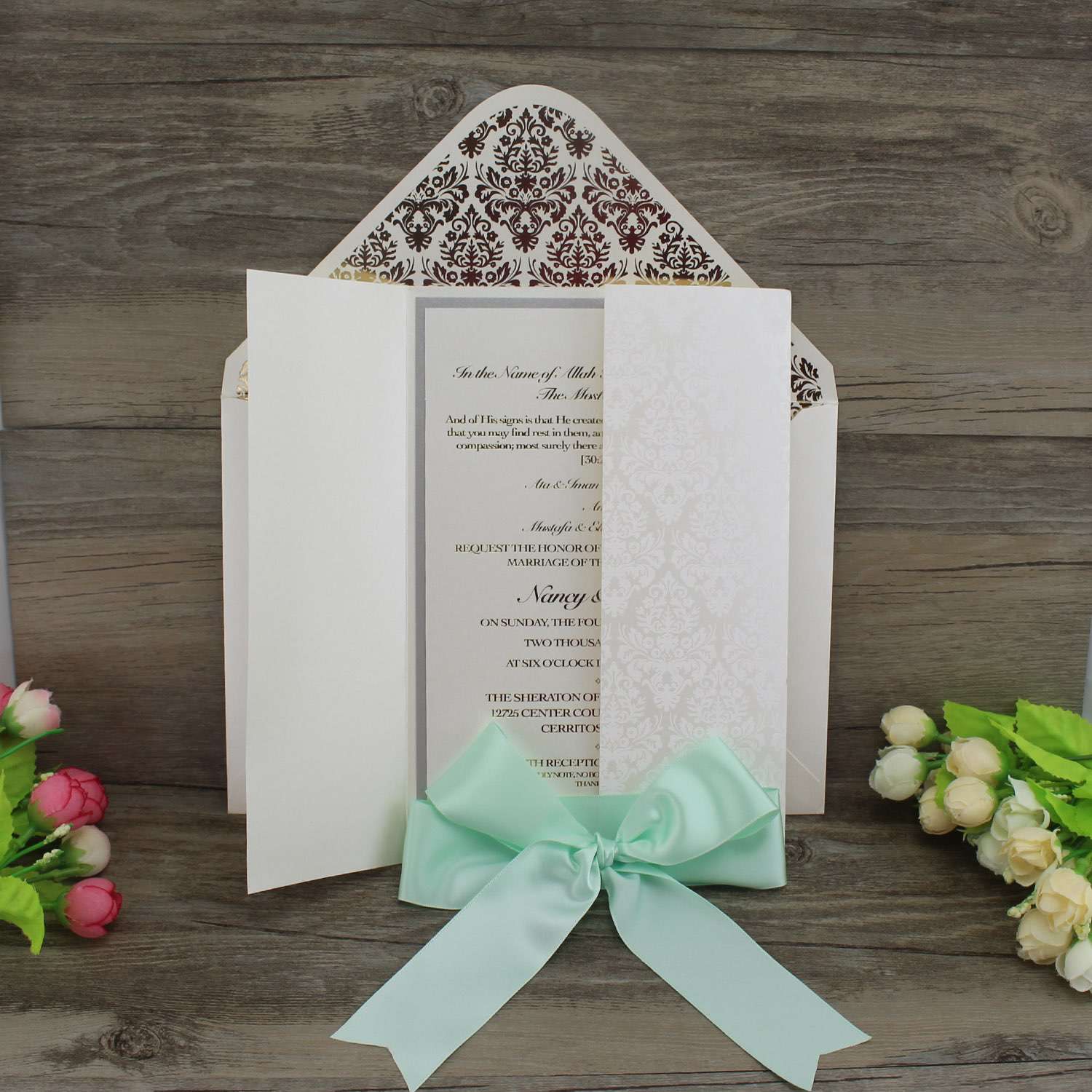 Invitation Card Rectagle Wedding Invitation with Envelope Greeting Card Customized 